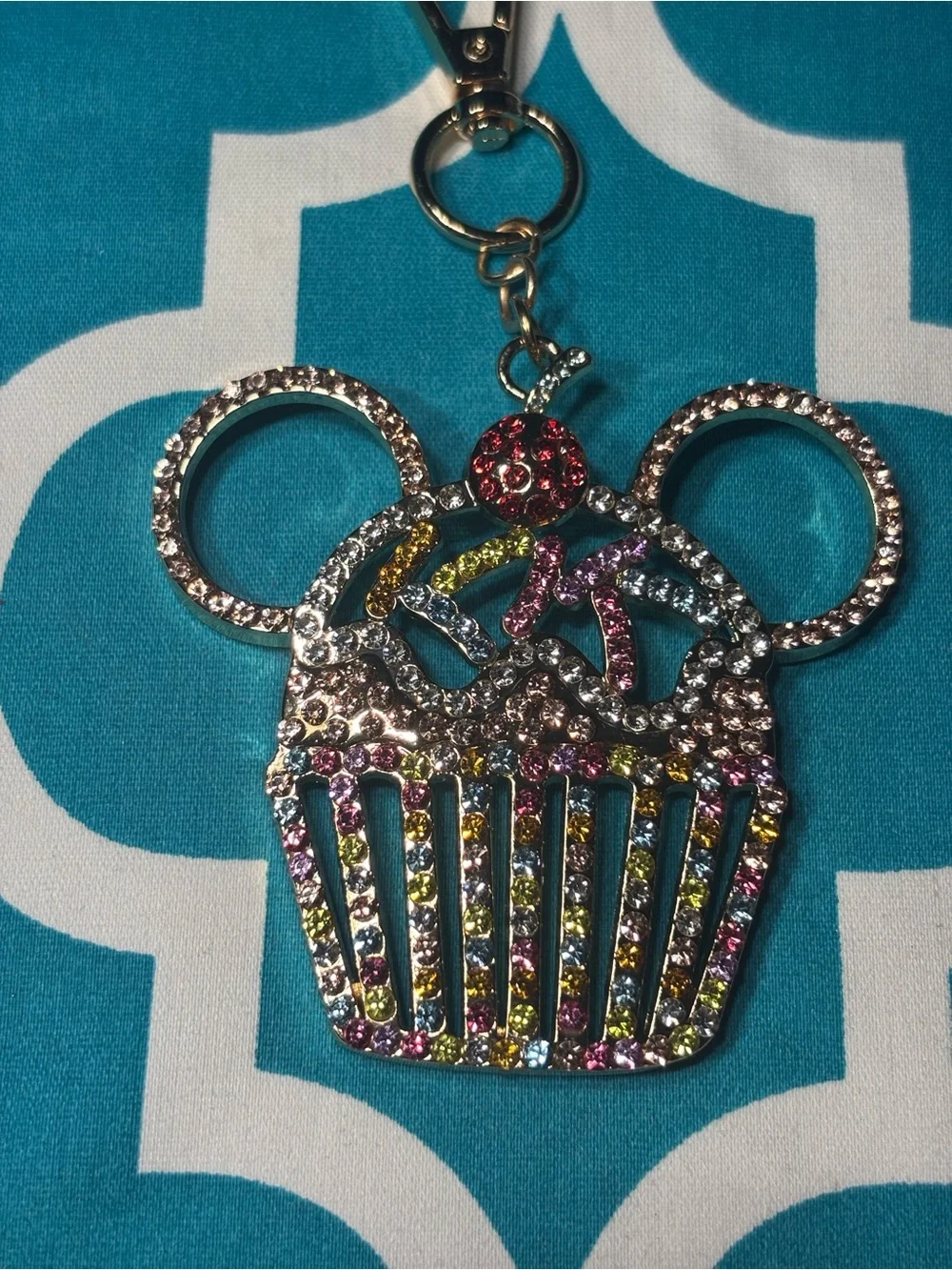 New Disney Rhinestone Multicolor Cupcake Keychain Charm - Unbranded